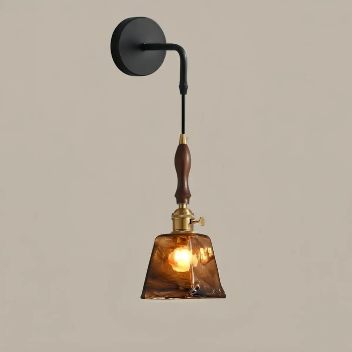 Vetro Mid-Century Wall Lamp -- Amber Glass for Bedroom Living Room