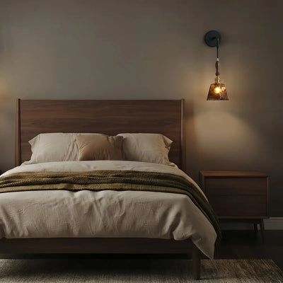 HL010Vetro Mid-Century Wall Lamp -- Amber Glass for Bedroom 