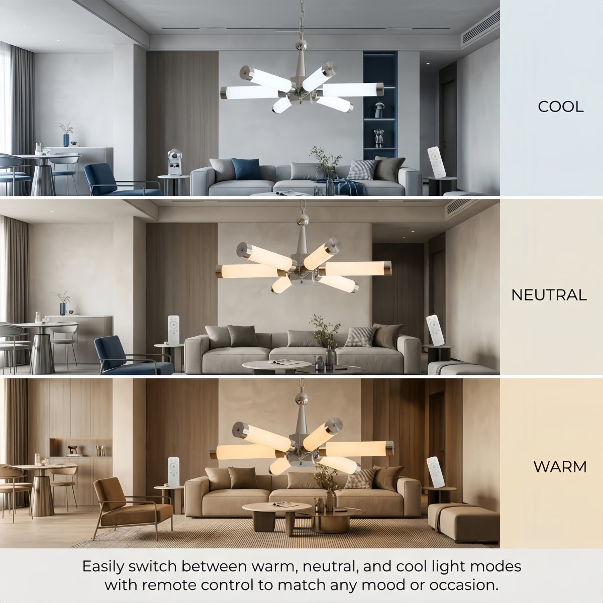 Irondale Bauhaus Industrial Chandelier -- Acrylic Dimmable for Dining Room