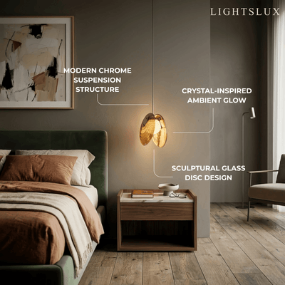 Lunara Modern Glass Disc Pendant Light--Amber/Smoke Grey for Bedroom