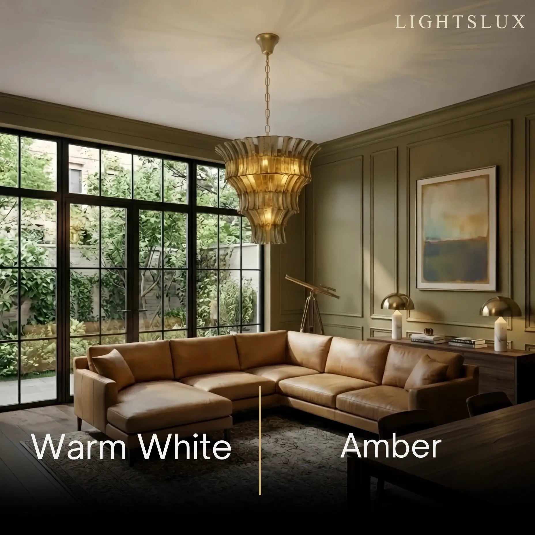 Vetro Mid-Century Handcrafted Murano Glass Chandelier -- Amber for Living Room