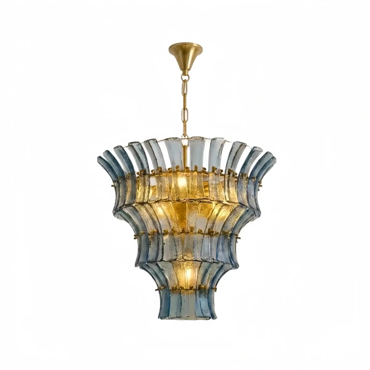 Vetro Mid-Century Handcrafted Murano Glass Chandelier -- Blue/Amber for Living Room