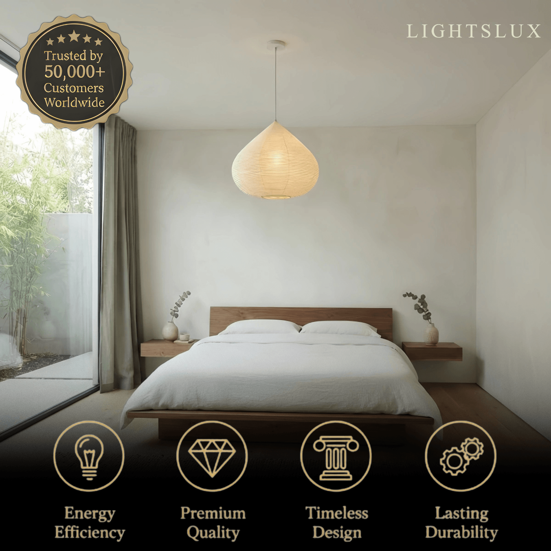 Zenno Japanese Pendant Light -- Handcrafted Parchment for Bedroom