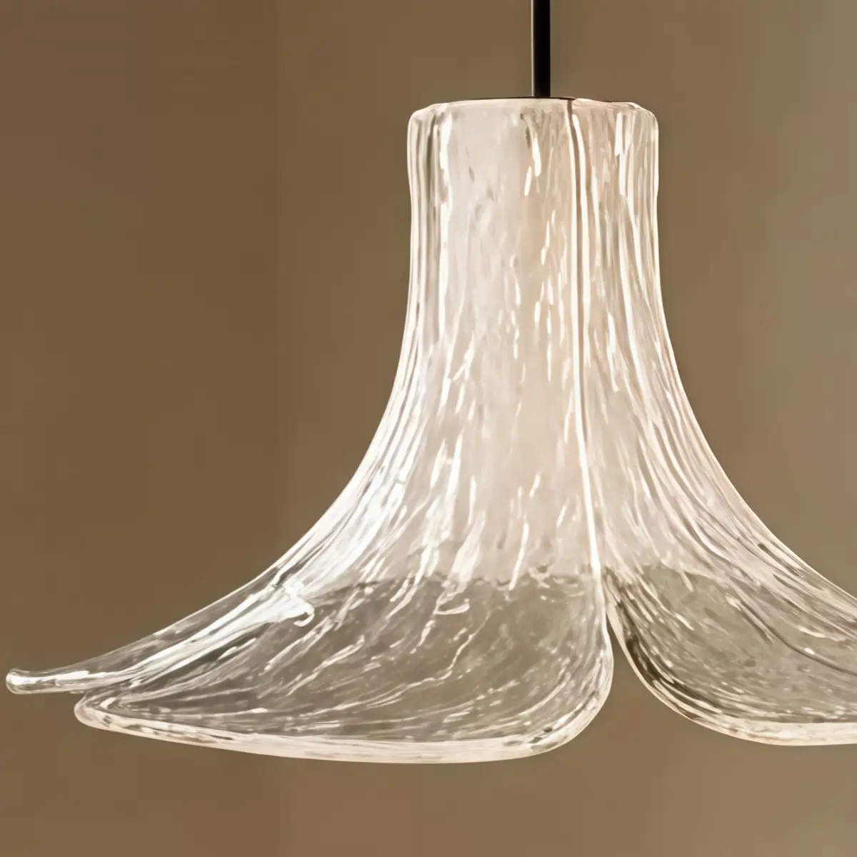 Vetro Art Deco Flared Glass Pendant Light -- Green/Grey/White for Dining Room Detail