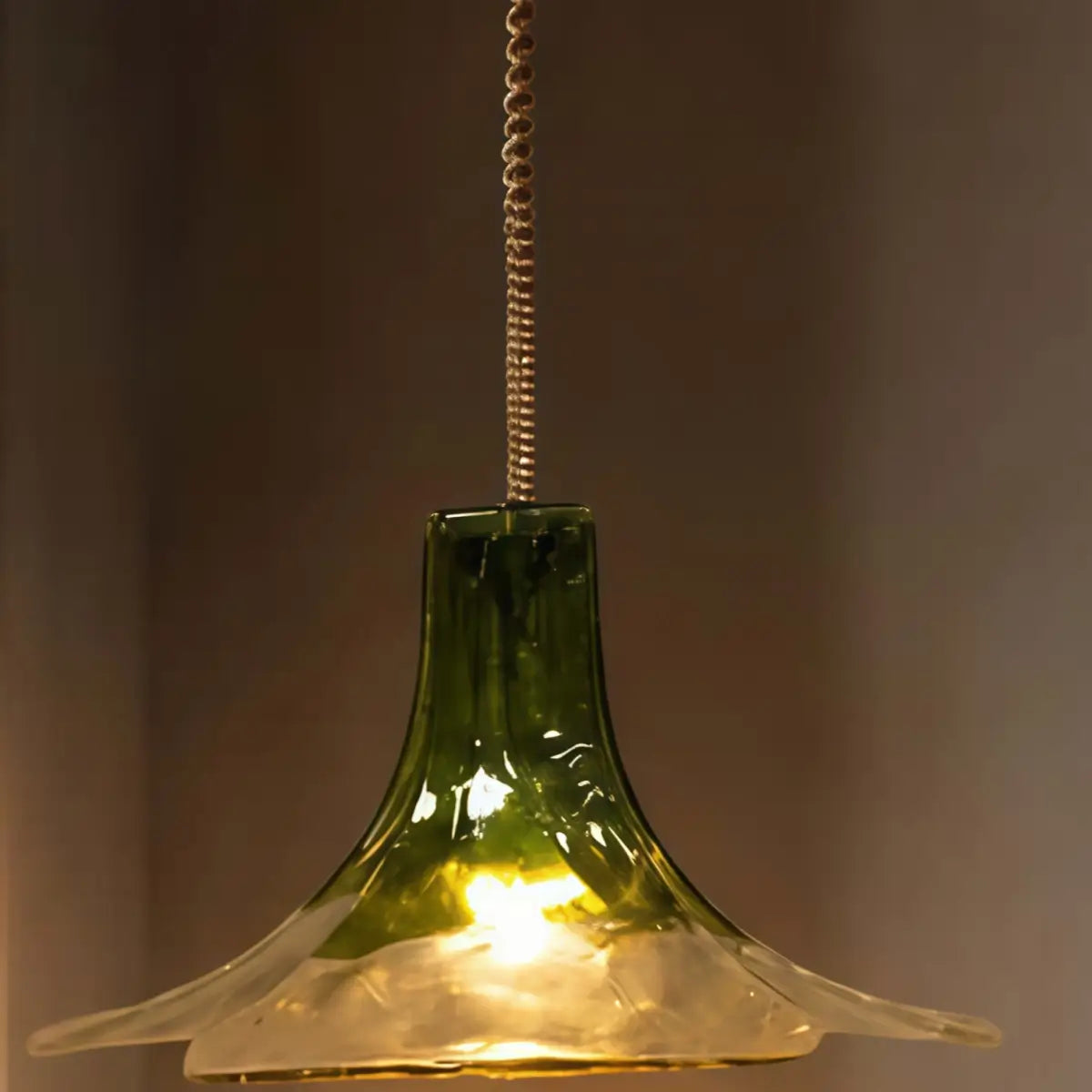 Vetro Art Deco Flared Glass Pendant Light -- Green/Grey/White for Dining Room Detail