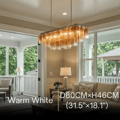 Luxury Linear Chandelier -- Layered Gradient Brown Glass for Dining Room