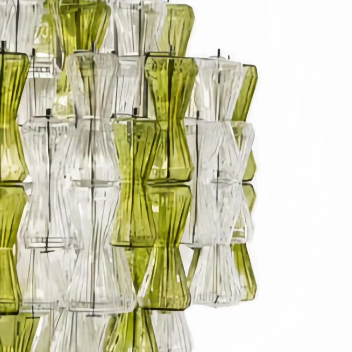 Excelis Luxury Glass Chandelier -- Clear & Green Hourglass for Dining Room Detail