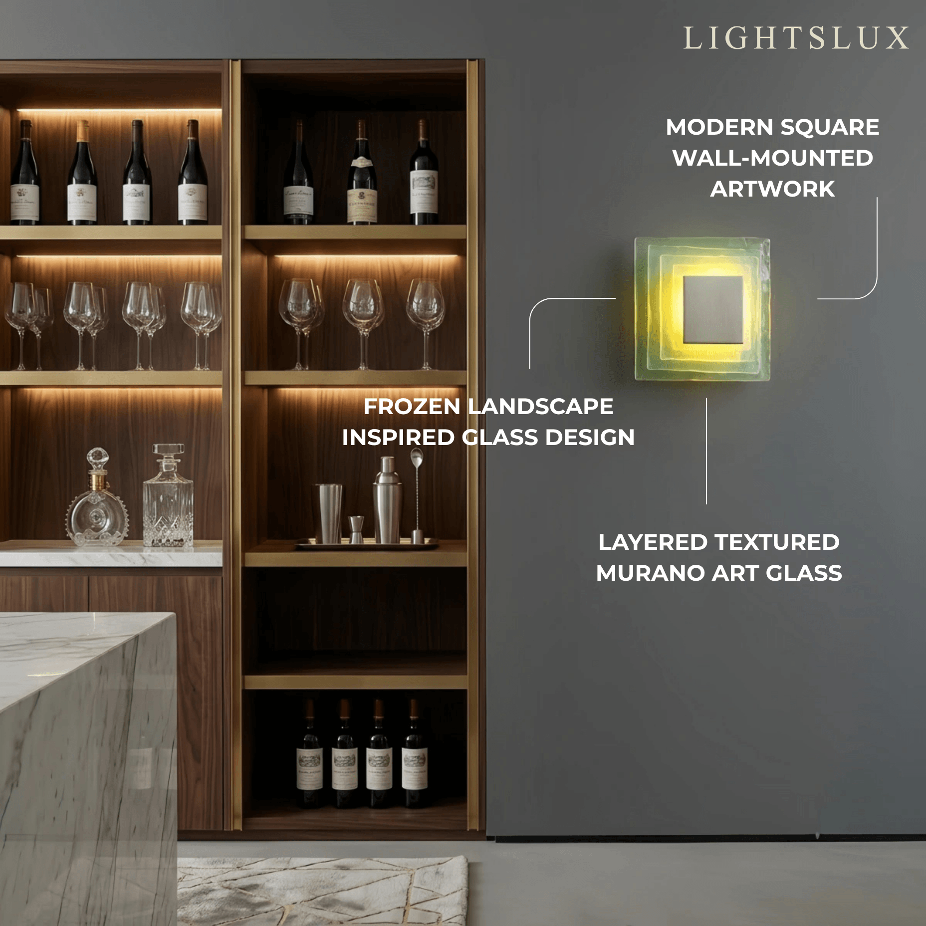 Velora Elegant Wall Light -- Layered Murano Glass for Living Room