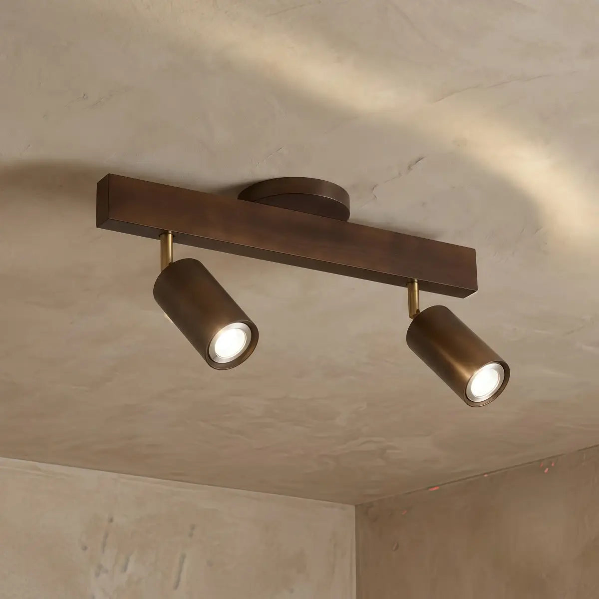 Zenno Modern Wood Track Lighting -- Adjustable Spotlights Walnut/Wood for Kitchen & Bar
