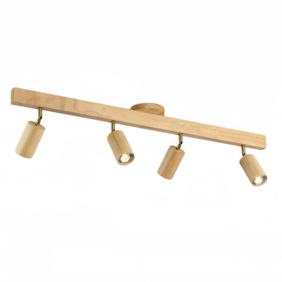 Zenno Modern Wood Track Lighting -- Adjustable Spotlights Walnut/Wood for Kitchen & Bar