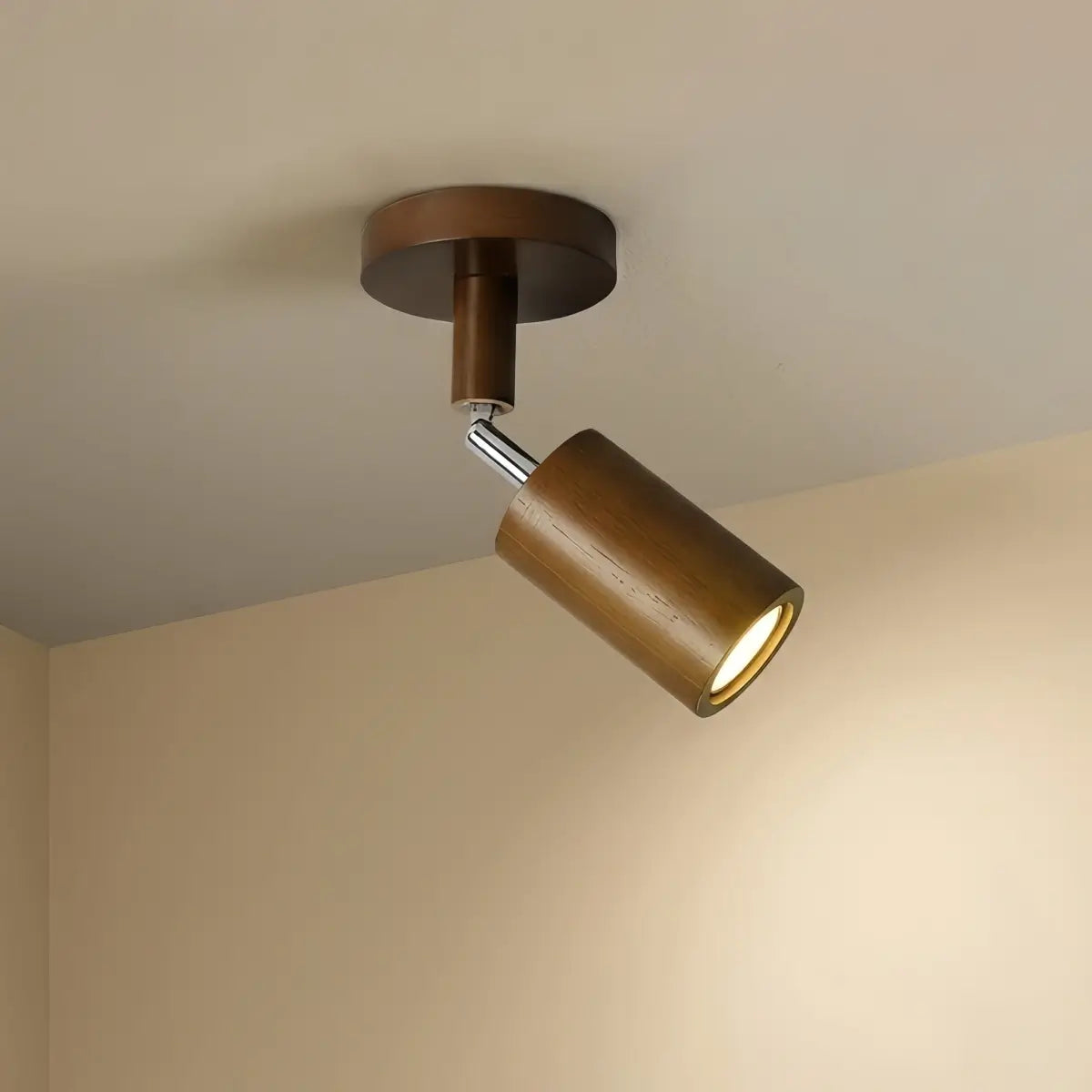 Zenno Modern Wood Track Lighting -- Adjustable Spotlights Walnut/Wood for Kitchen & Bar