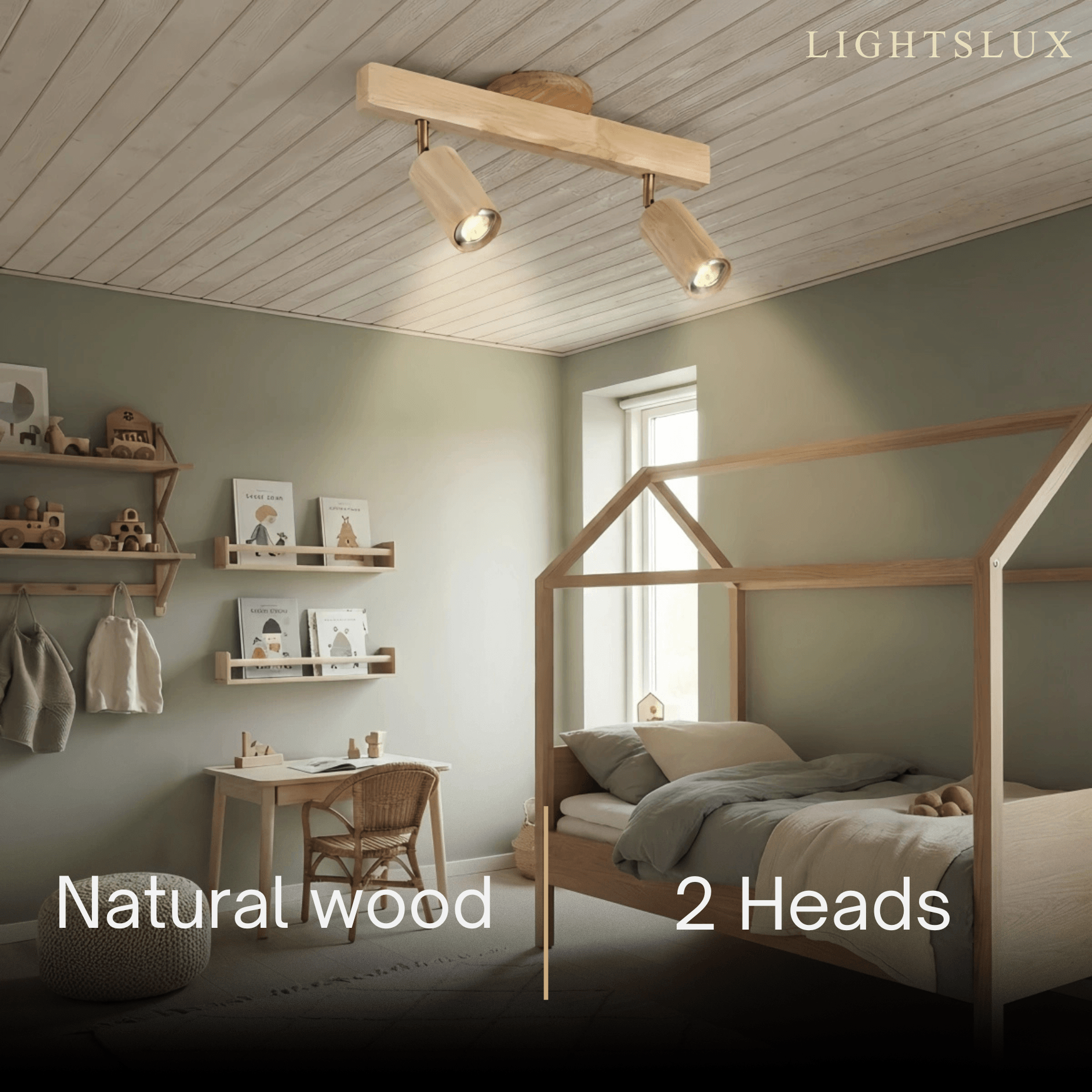 Zenno Modern Wood Track Lighting -- Adjustable Spotlights Walnut/Wood