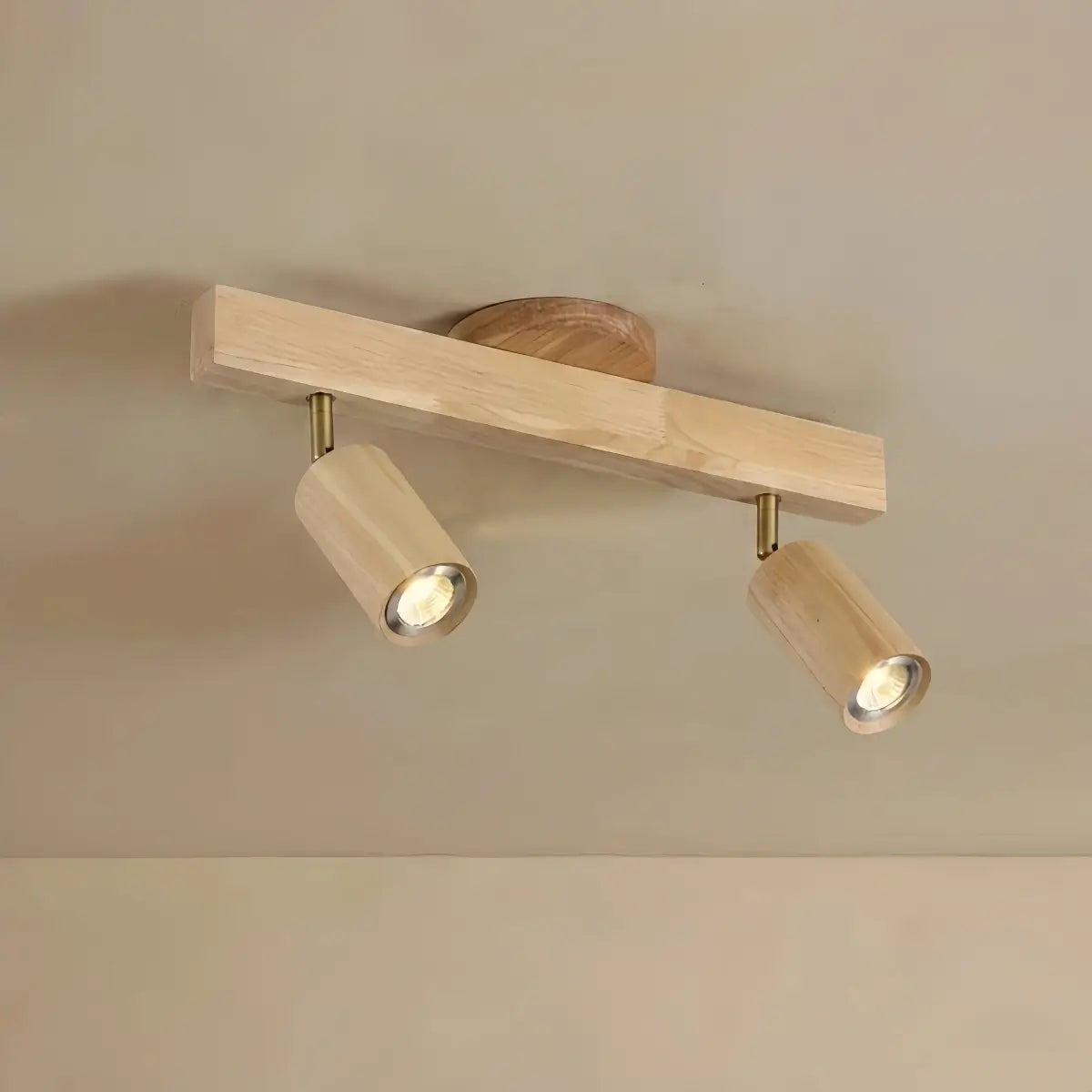 Zenno Modern Wood Track Lighting -- Adjustable Spotlights Walnut/Wood for Kitchen & Bar