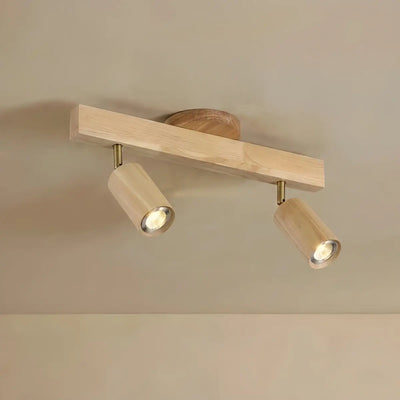 Zenno Modern Wood Track Lighting -- Adjustable Spotlights Walnut/Wood for Kitchen & Bar