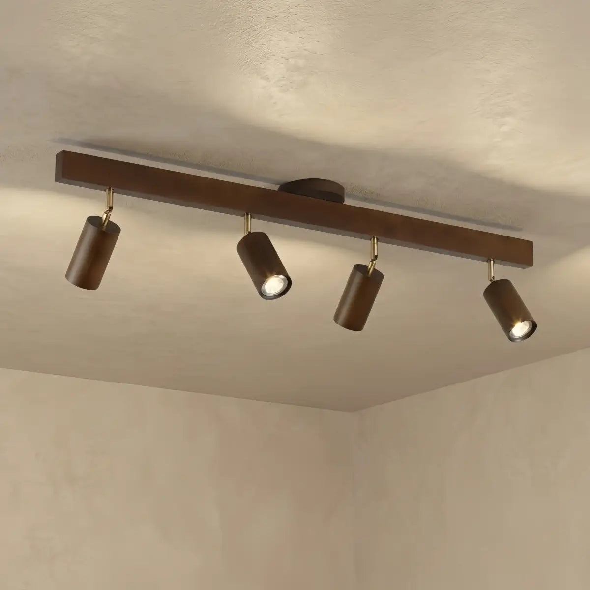 Zenno Modern Wood Track Lighting -- Adjustable Spotlights Walnut/Wood for Kitchen & Bar