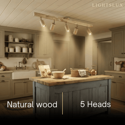 Zenno Modern Wood Track Lighting -- Adjustable Spotlights Walnut/Wood for Kitchen