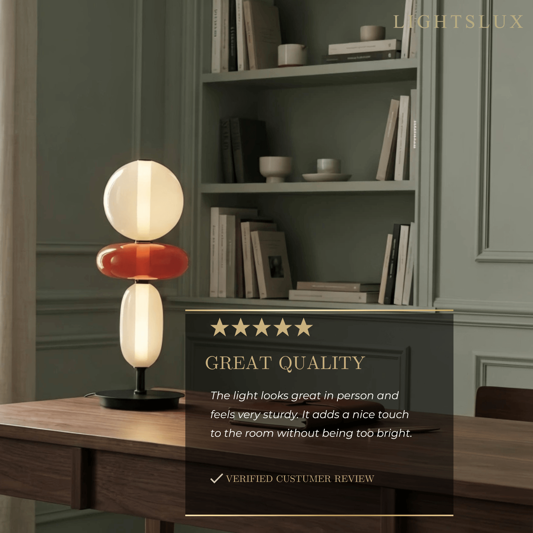Vetro Art Deco Glass Table Lamp -- Hand-Blown Crystal LED