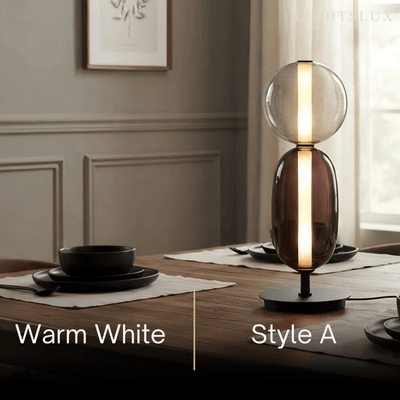 Vetro Art Deco Glass Table Lamp -- Hand-Blown Crystal LED