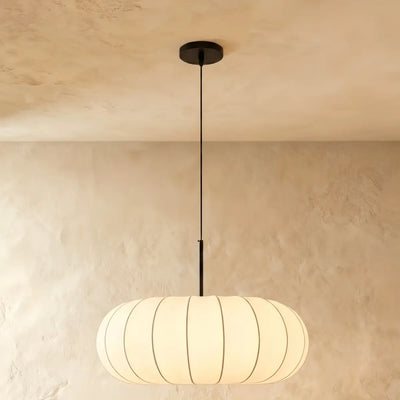 Crema Silk-Look Pumpkin Pendant Lamp cozy light for bedroom & dining