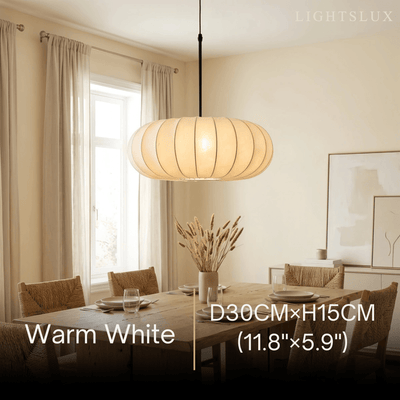 Crema Silk-Look Pumpkin Pendant Lamp cozy light for bedroom & dining