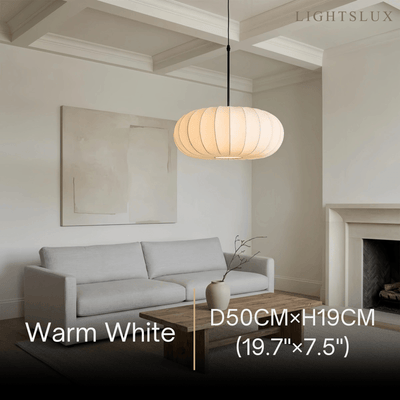 Crema Silk-Look Pumpkin Pendant Lamp cozy light for bedroom & dining