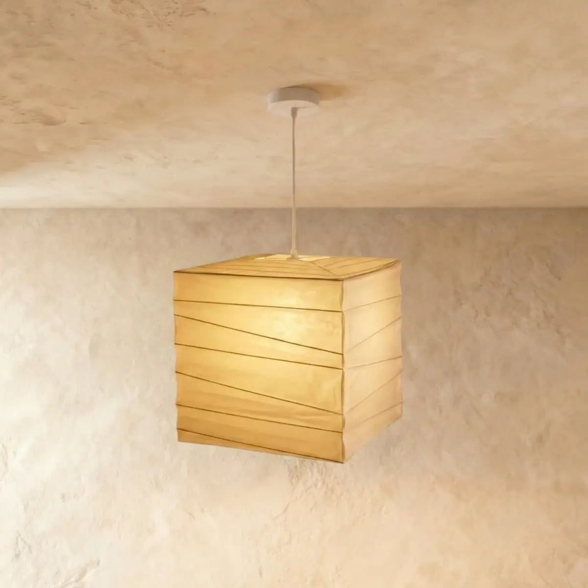 Wabi-sabi Linen Fabric Lantern Pendant—AmbieLight For Dining