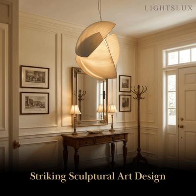 Zenno Wabi-sabi Fabric Pendant Light -- Fabric & Metal for Foyer
