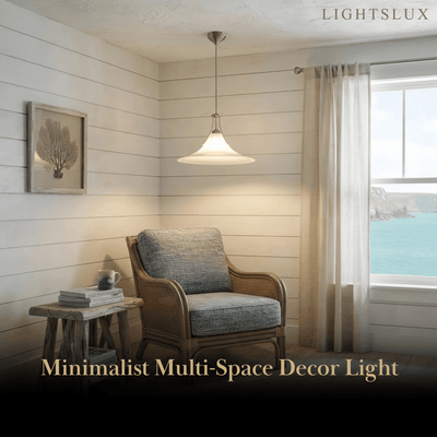 Minimalist Glass Pendant Light -- Anti-Glare White Finish for Dining Room