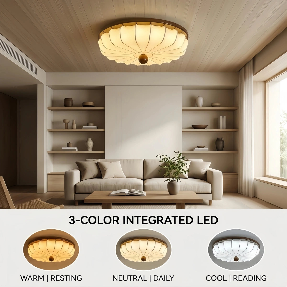 Irondale Ceiling Light--Fabric & Wood for Bedroom