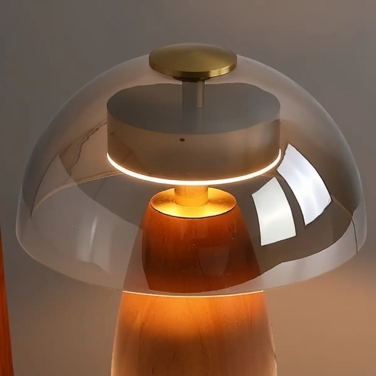 Vetro Vintage Table Lamp — Rubber wood & Smoked Glass Detail
