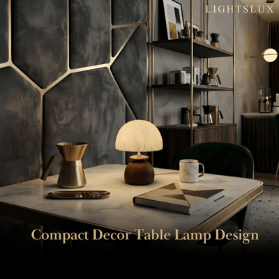 Zenno Wabi-sabi Table Lamp -- Paper Shade & Wood Base for Desk