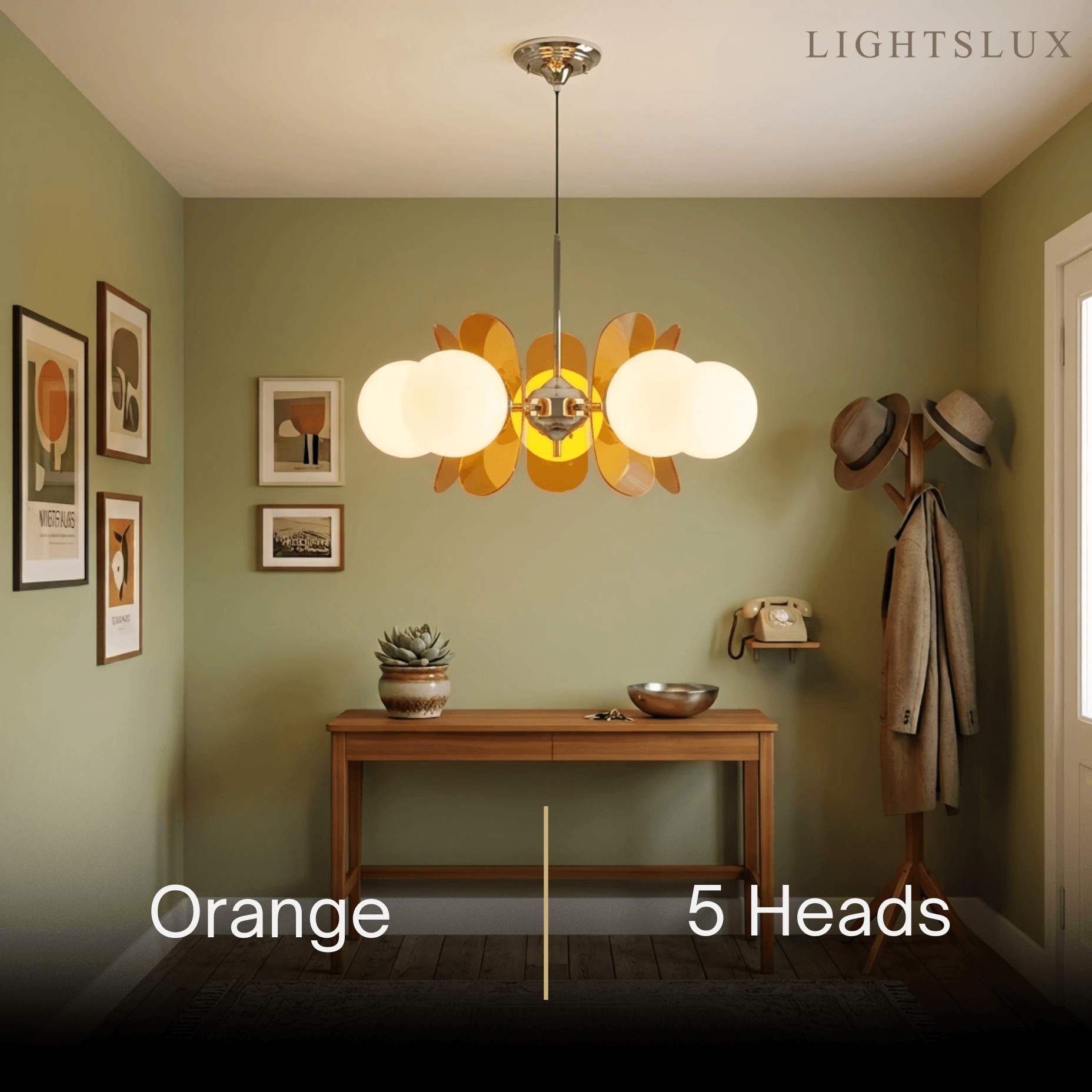 Vivara Art Deco Pendant Lamp-- Metal & Acrylic Brown/Orange