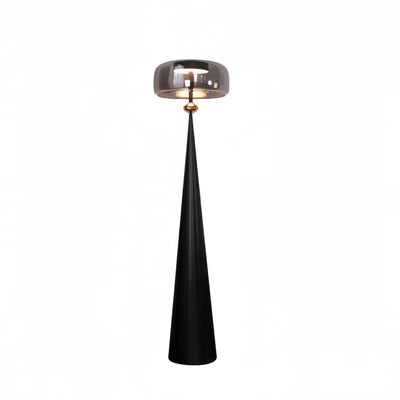 Vetro Modern Glass Floor Lamp -- Black Metal & Smoke Grey for Living Room
