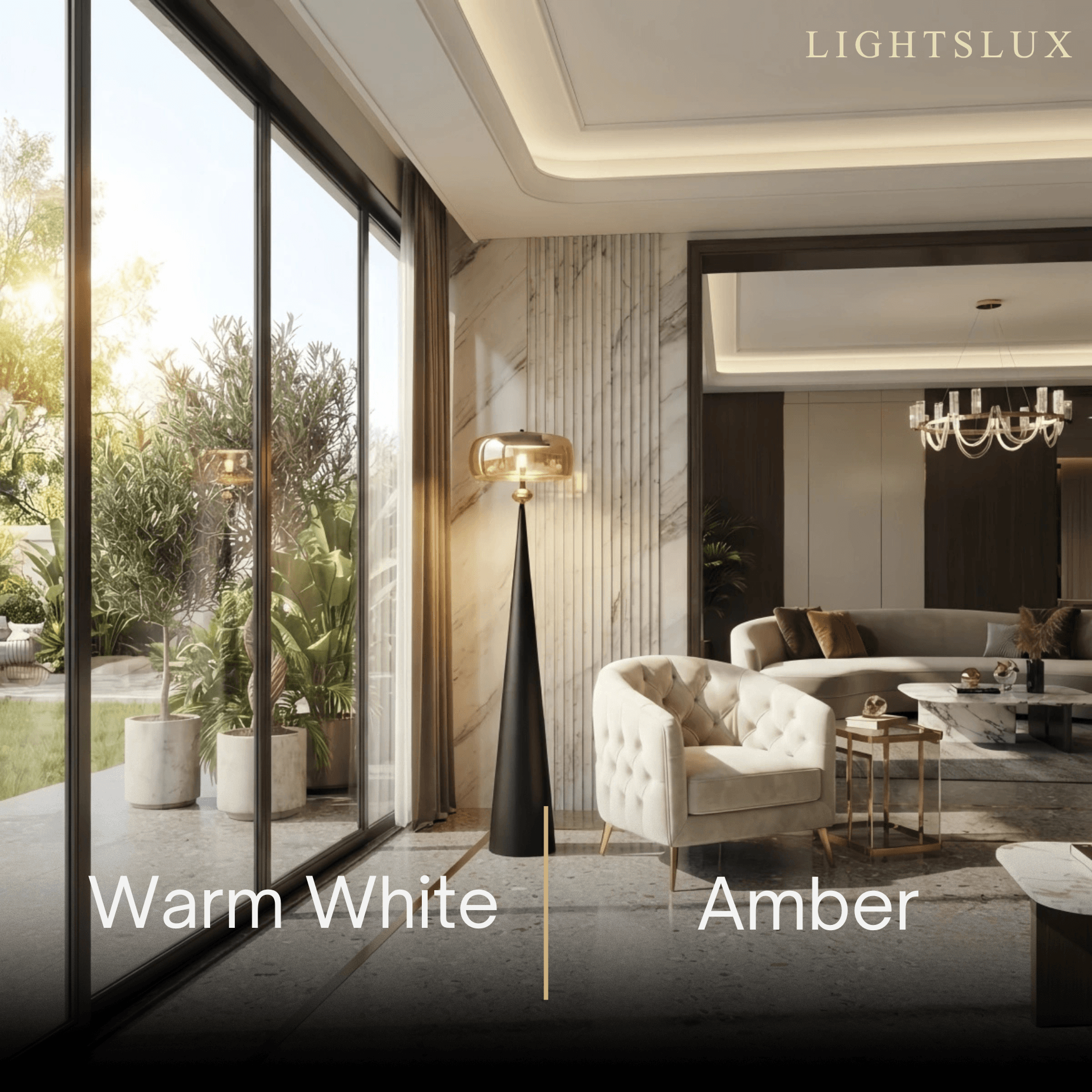 Modern Glass Floor Lamp -- Black Metal & Smoke Grey/Amber for Living Room