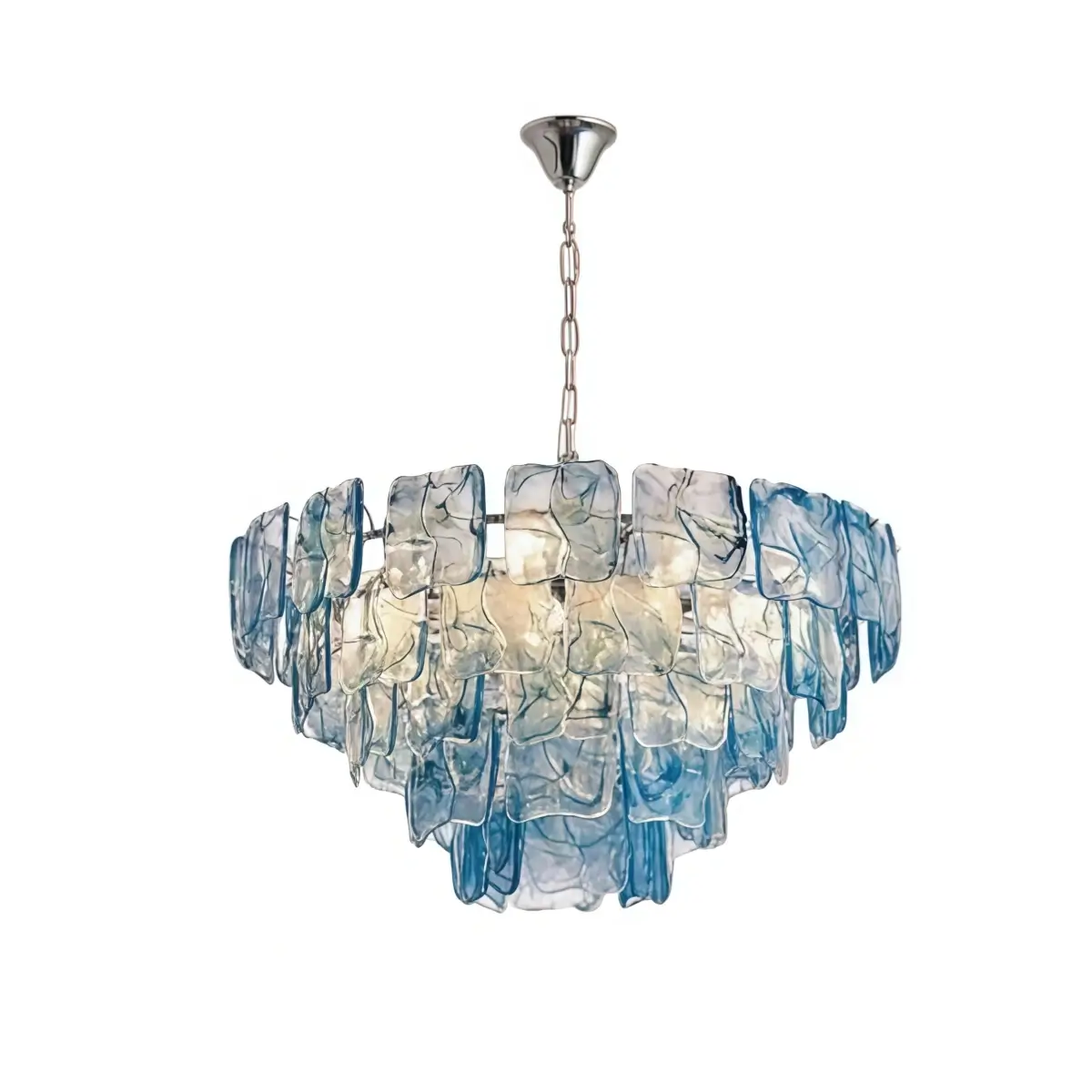 Luxury Branch-Style Tiered Chandelier— Metal & Glass Blue for Dining Room