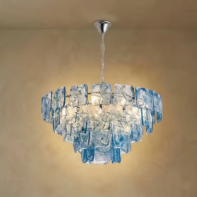 Excelis Luxury Branch-Style Tiered Chandelier— Metal & Glass Blue for Dining Room