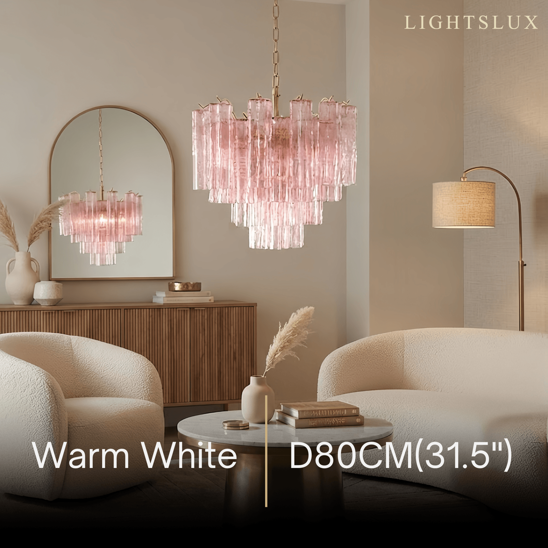 Vetro Art Deco Chandelier -  - Pink Gold for Living Room