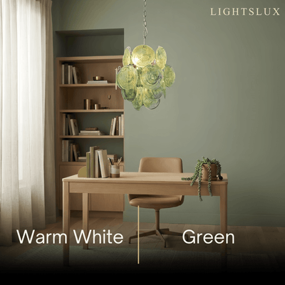 Vetro Art Deco  Chandelier -- Dimmable 3-Color Change for  Study Room