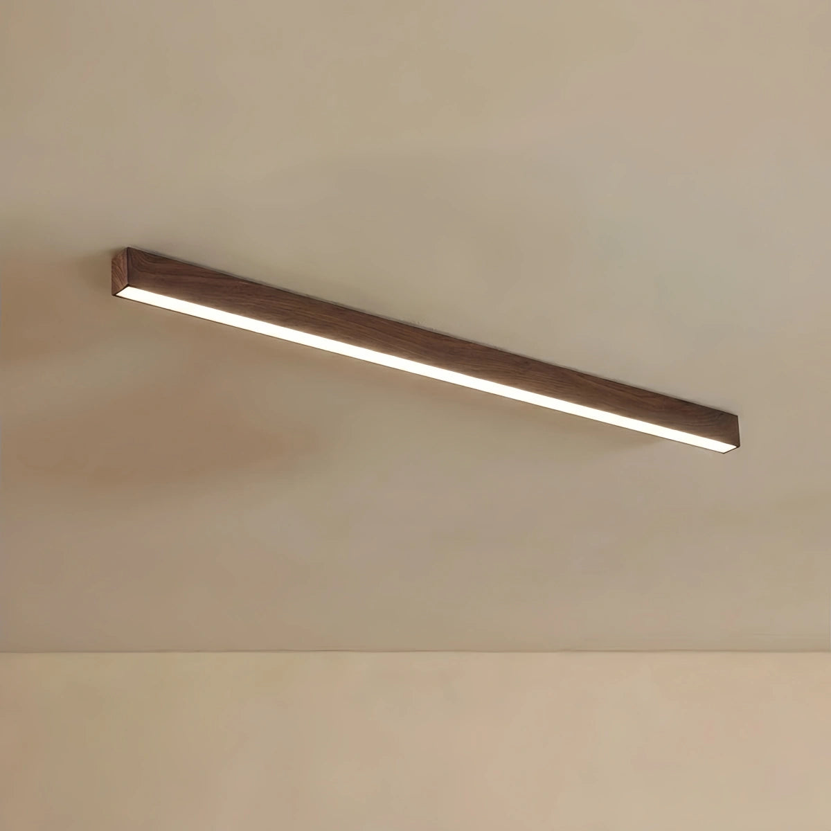 Zenno Minimalist Linear Ceiling Light -- Iron & Acrylic Natural Wood/Walnut for Hallway