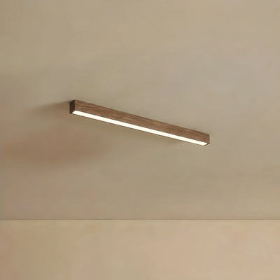 Zenno Minimalist Linear Ceiling Light -- Iron & Acrylic Natural Wood/Walnut for Hallway