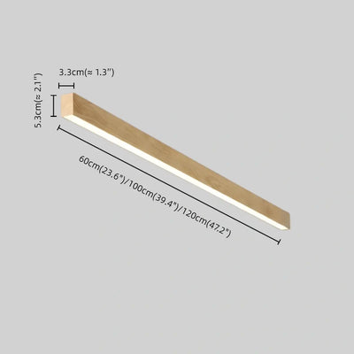 Zenno Minimalist Linear Ceiling Light -- Iron & Acrylic Wood-Grain Natural Wood/Walnut for Hallway Size