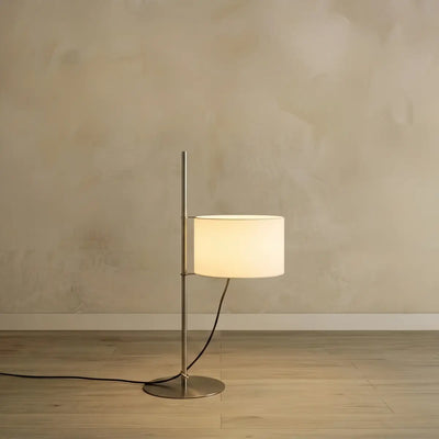 Vivara Mid-Century Floor Lamp -- Fabric Shade Nickel for Living Room