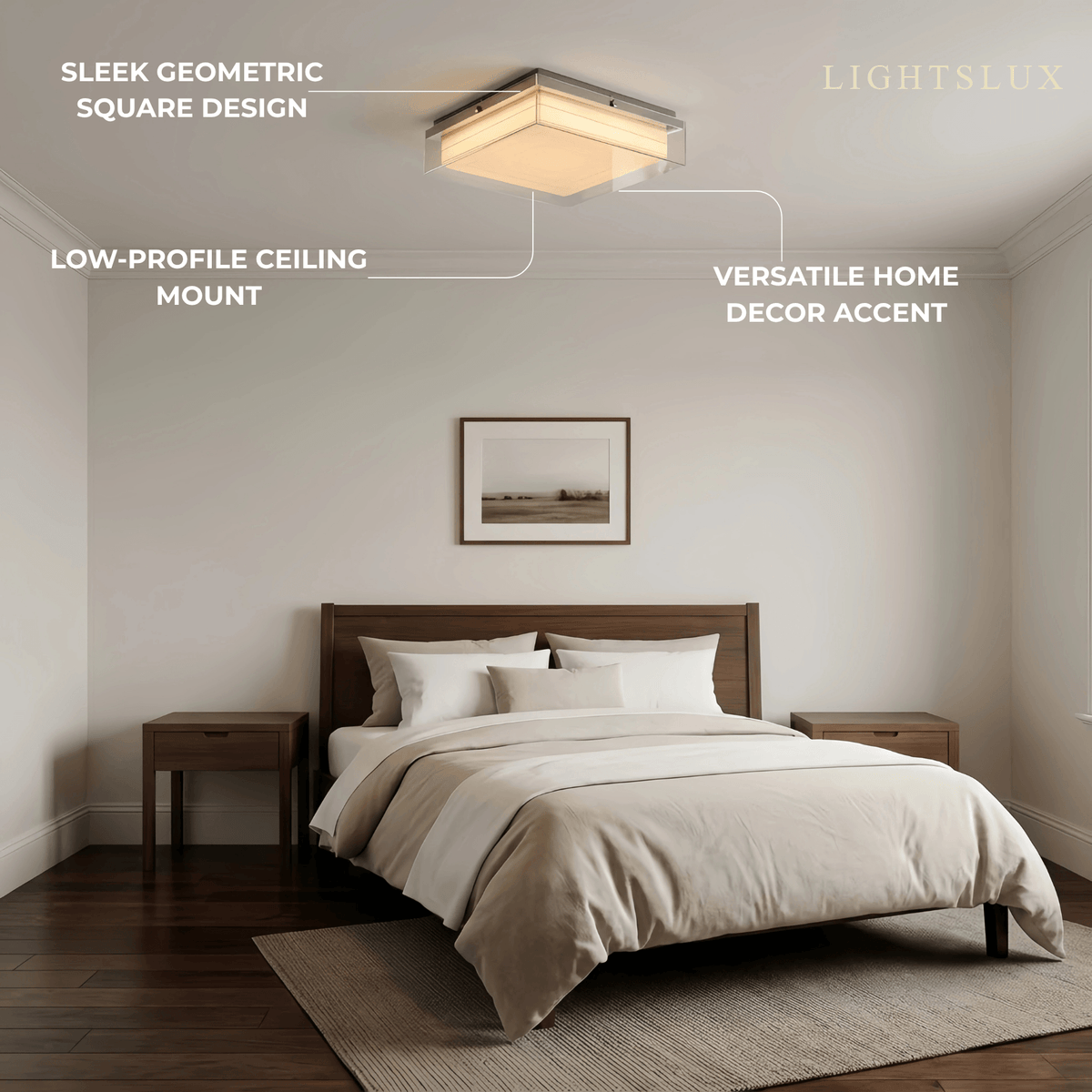 Prisma Modern Ceiling Light -- Acrylic Square for Living Room