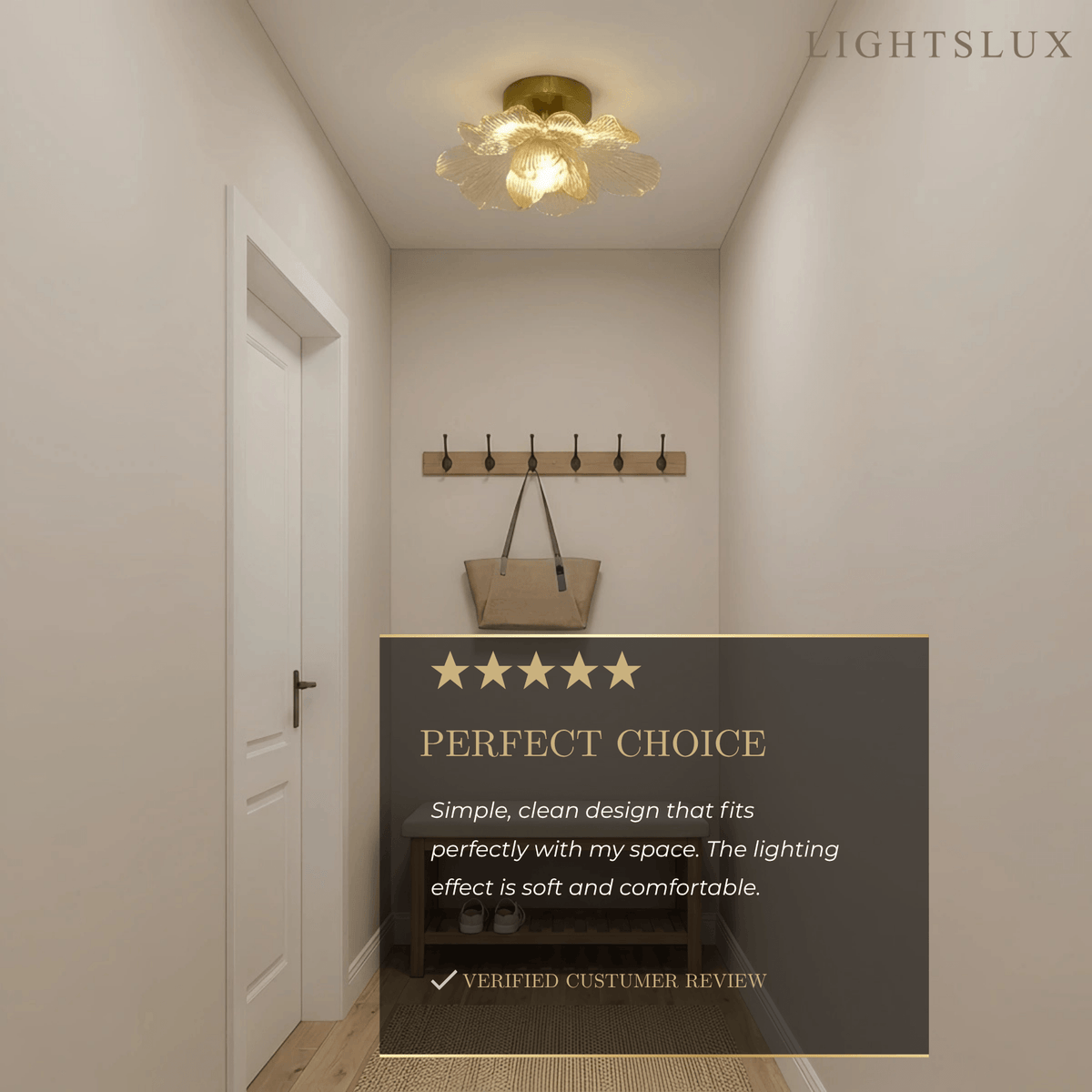 Lunara Elegant Flush Mount Ceiling Light – Glass Metal for Bedroom Hallway