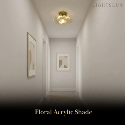 Lunara Elegant Flush Mount Ceiling Light – Glass Metal for Bedroom Hallway
