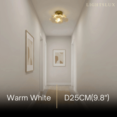 Lunara Elegant Flush Mount Ceiling Light – Glass Metal for Bedroom Hallway