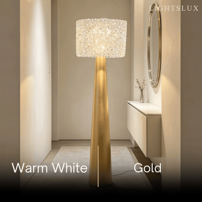 Velora Modern Crystal Floor Lamp – Black Metal for Living Room10