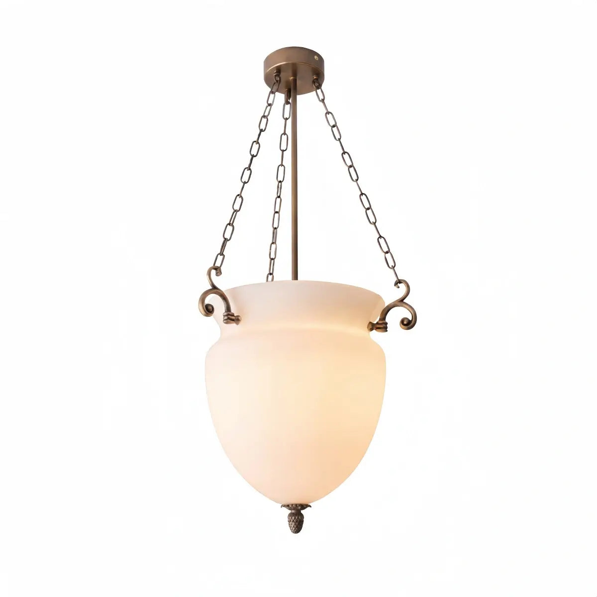 Vetro Vintage Glass Pendant Light – Brass Chain with White for Dining R