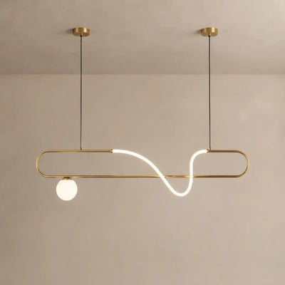Nebula Modern Silicone LED Pendant Light – Linear Gold for Dining BT2