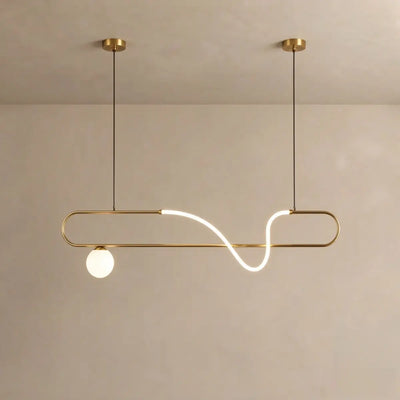 Nebula Modern Silicone LED Pendant Light – Linear Gold for Dining BT1